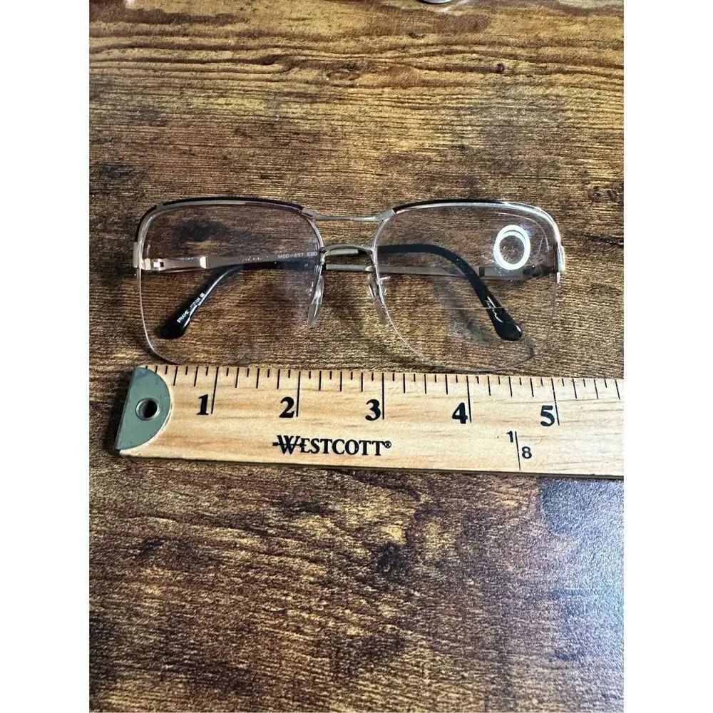 Vintage Tura Mens Rx Aviator Eyeglasses Black Silver Gold Tones 70s model 497